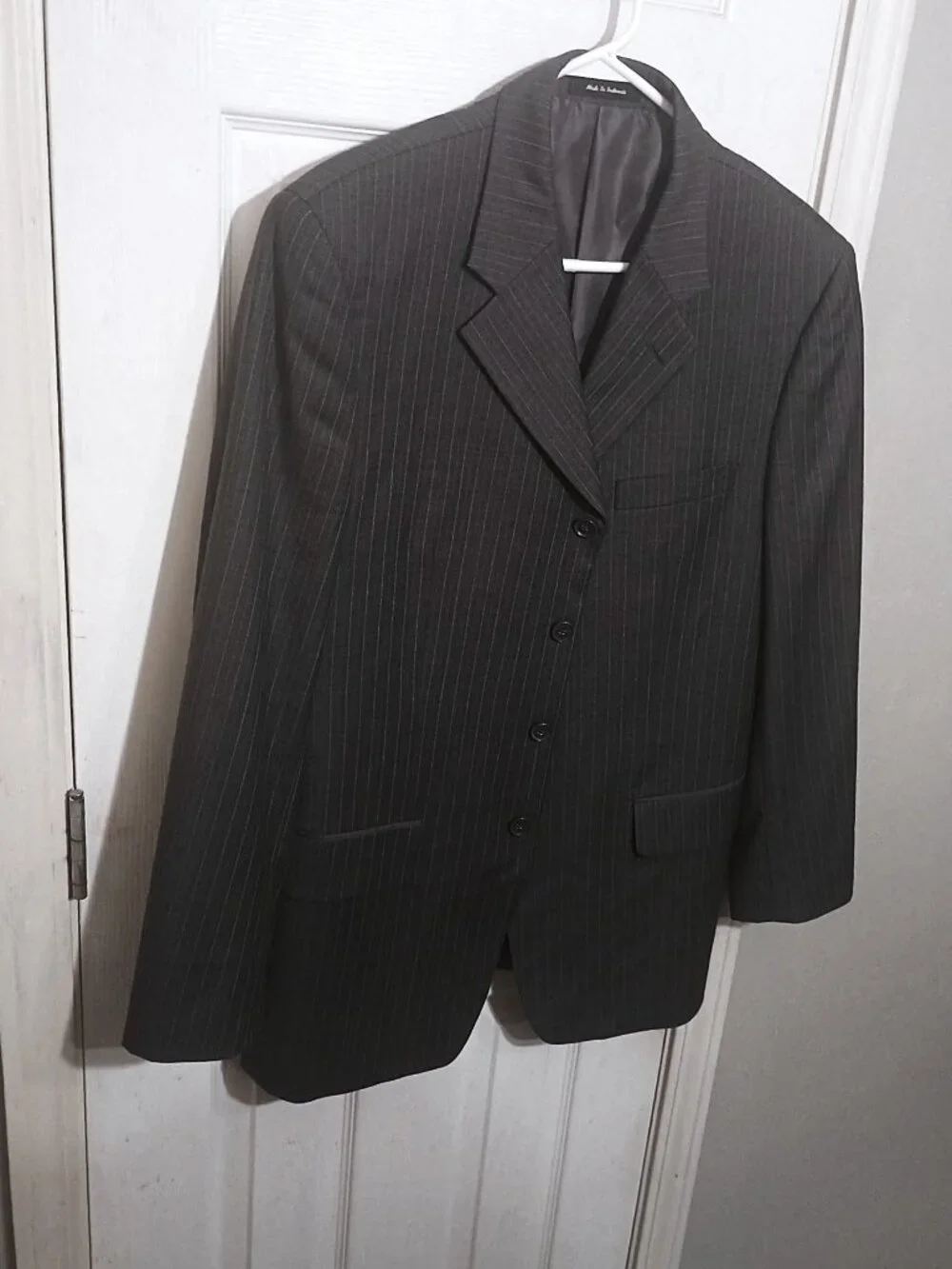Martina Franca Elements Men Gray with Blue Pinstripe Blazer  40R